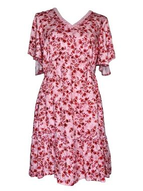 Shyanne Pink Floral Tiered Babydoll Dress Size M